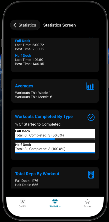Statistics screen